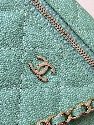 Chanel Classic Vanity with Chain Grained Shiny Calfskin & Gold-Tone Metal AP4385 Green - Default Title - View 5