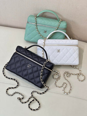 Chanel Classic Vanity with Chain Grained Shiny Calfskin & Gold-Tone Metal AP4385 White - Default Title - View 11