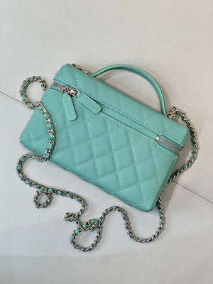 Chanel Classic Vanity with Chain Grained Shiny Calfskin & Gold-Tone Metal AP4385 Green - Default Title - View 11