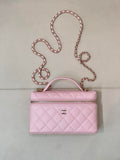 Chanel Classic Vanity with Chain Grained Shiny Calfskin & Gold-Tone Metal AP4385 Pink