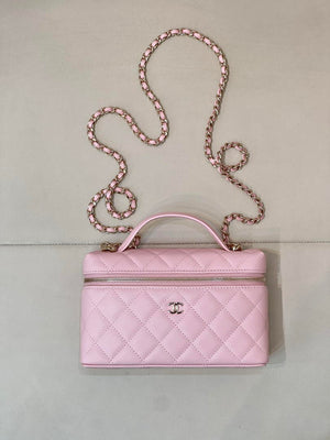 Chanel Classic Vanity with Chain Grained Shiny Calfskin & Gold-Tone Metal AP4385 Pink - Default Title - View 1