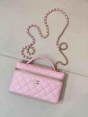 Chanel Classic Vanity with Chain Grained Shiny Calfskin & Gold-Tone Metal AP4385 Pink - Default Title - View 2