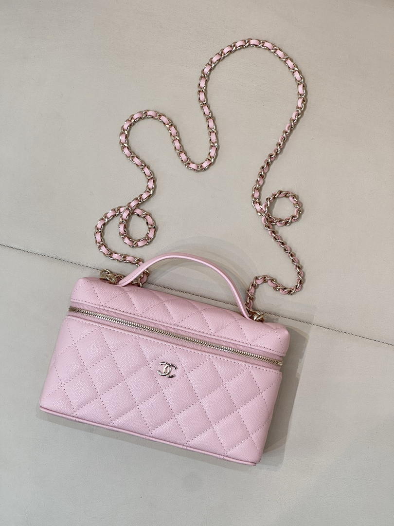 Chanel Classic Vanity with Chain Grained Shiny Calfskin & Gold-Tone Metal AP4385 Pink - Default Title - View 2