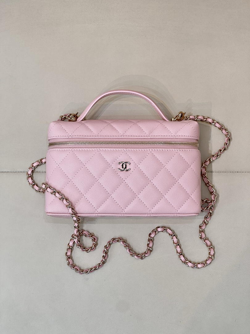 Chanel Classic Vanity with Chain Grained Shiny Calfskin & Gold-Tone Metal AP4385 Pink - Default Title - View 3