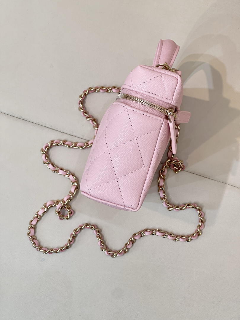 Chanel Classic Vanity with Chain Grained Shiny Calfskin & Gold-Tone Metal AP4385 Pink