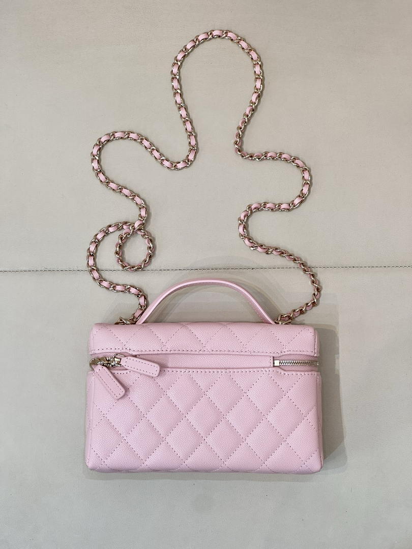 Chanel Classic Vanity with Chain Grained Shiny Calfskin & Gold-Tone Metal AP4385 Pink