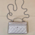 Chanel Classic Vanity with Chain Grained Shiny Calfskin & Gold-Tone Metal AP4385 Silver - Default Title - View 1