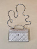 Chanel Classic Vanity with Chain Grained Shiny Calfskin & Gold-Tone Metal AP4385 Silver