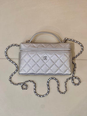 Chanel Classic Vanity with Chain Grained Shiny Calfskin & Gold-Tone Metal AP4385 Silver - Default Title - View 5