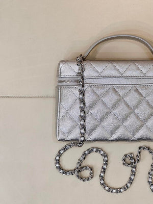Chanel Classic Vanity with Chain Grained Shiny Calfskin & Gold-Tone Metal AP4385 Silver - Default Title - View 9