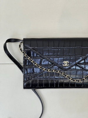 Chanel Clutch with Chain Crocodile Embossed Calfskin AP5233 Black - Default Title - View 2