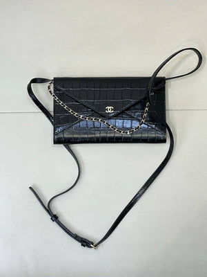 Chanel Clutch with Chain Crocodile Embossed Calfskin AP5233 Black - Default Title - View 6