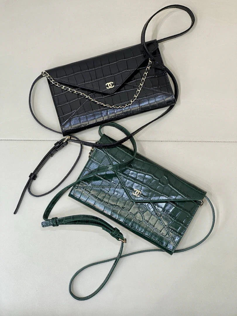 Chanel Clutch with Chain Crocodile Embossed Calfskin AP5233 Black - Default Title - View 10