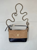 Chanel  Clutch with chain  Suede Calfskin  Shiny Lambskin & Gold-Tone Metal  AP5187 Camel & Black