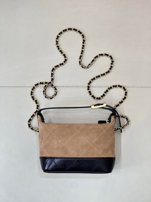 Chanel  Clutch with chain  Suede Calfskin  Shiny Lambskin & Gold-Tone Metal  AP5187 Camel & Black - Default Title - View 6