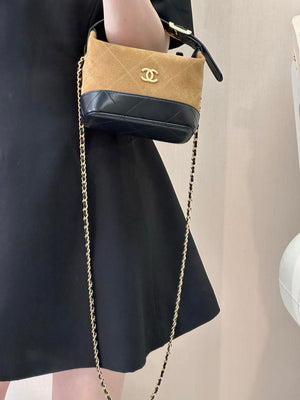 Chanel  Clutch with chain  Suede Calfskin  Shiny Lambskin & Gold-Tone Metal  AP5187 Camel & Black - Default Title - View 13