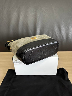 Chanel  Clutch with chain  Suede Calfskin  Shiny Lambskin & Gold-Tone Metal  AP5187 Khaki & Black - Default Title - View 5