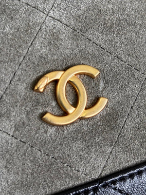 Chanel  Clutch with chain  Suede Calfskin  Shiny Lambskin & Gold-Tone Metal  AP5187 Khaki & Black - Default Title - View 7