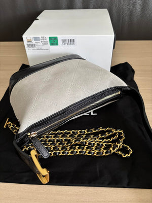 Chanel  Clutch with chain  Suede Calfskin  Shiny Lambskin & Gold-Tone Metal  AP5187 Gray & Black - Default Title - View 6
