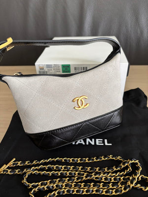 Chanel  Clutch with chain  Suede Calfskin  Shiny Lambskin & Gold-Tone Metal  AP5187 Gray & Black - Default Title - View 8
