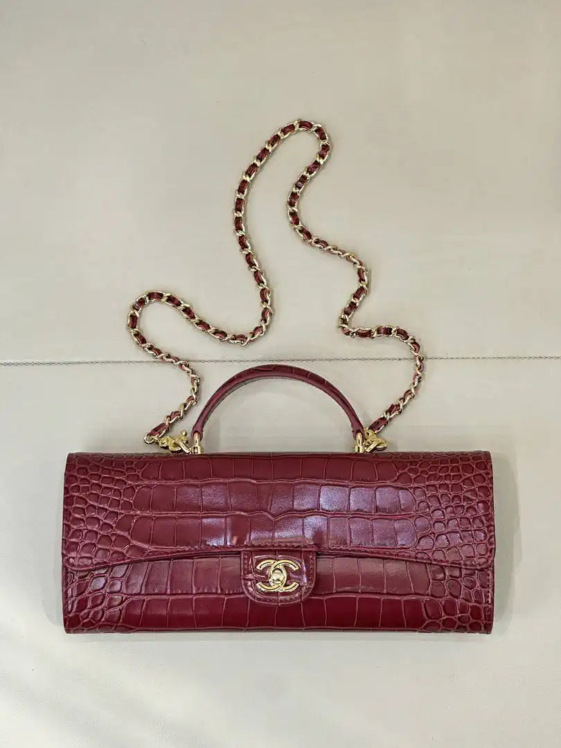 Chanel Clutches Crocodile Embossed Calfskin AP5280 Wine Red