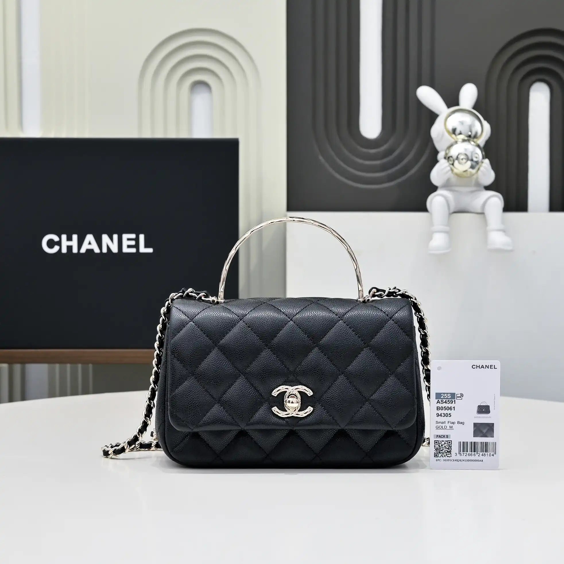 Chanel Crush Handle box Bag Calfskin AS4591 Black