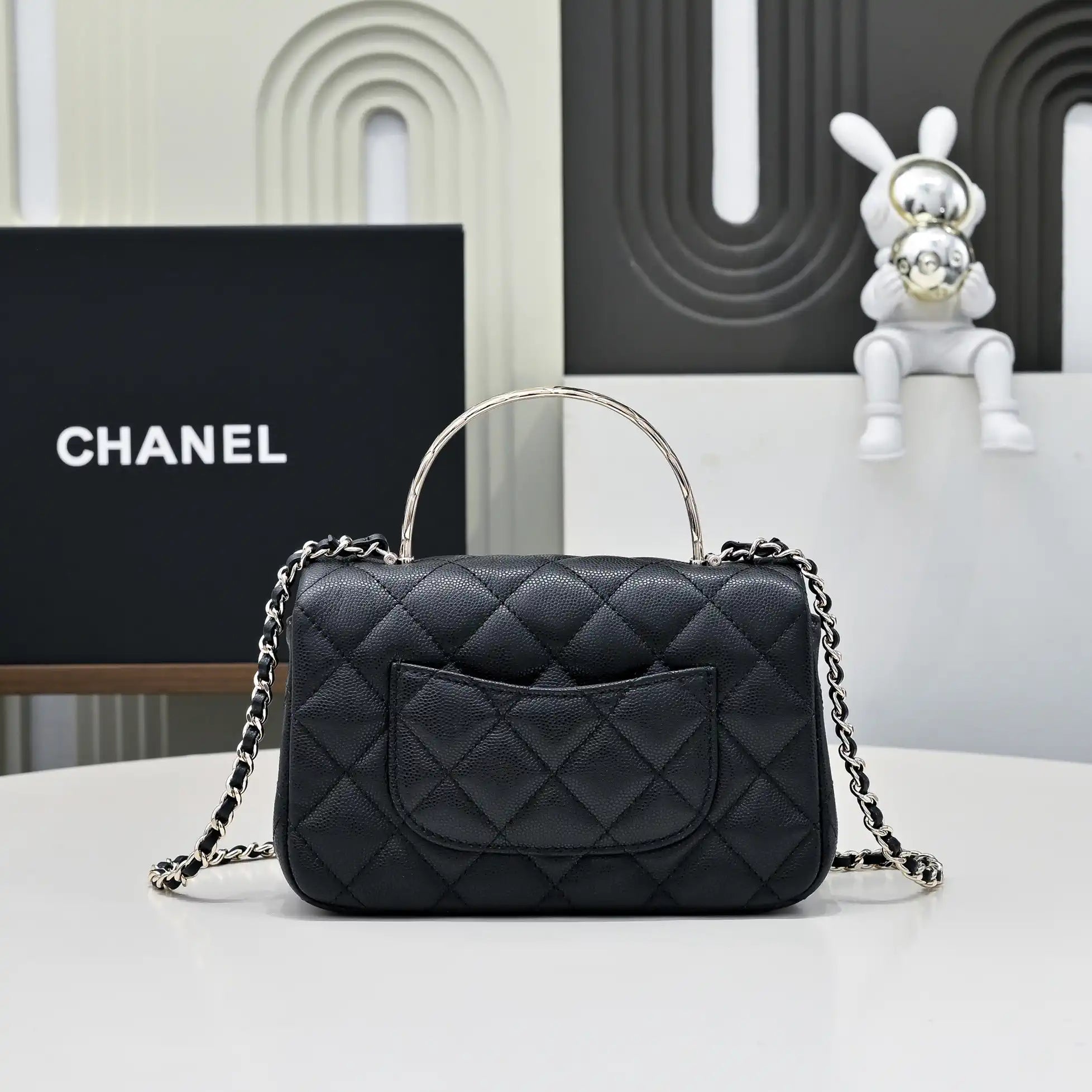 Chanel Crush Handle box Bag Calfskin AS4591 Black