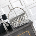 Chanel Evening with Handle Bag Patent leather AS6675 Silver