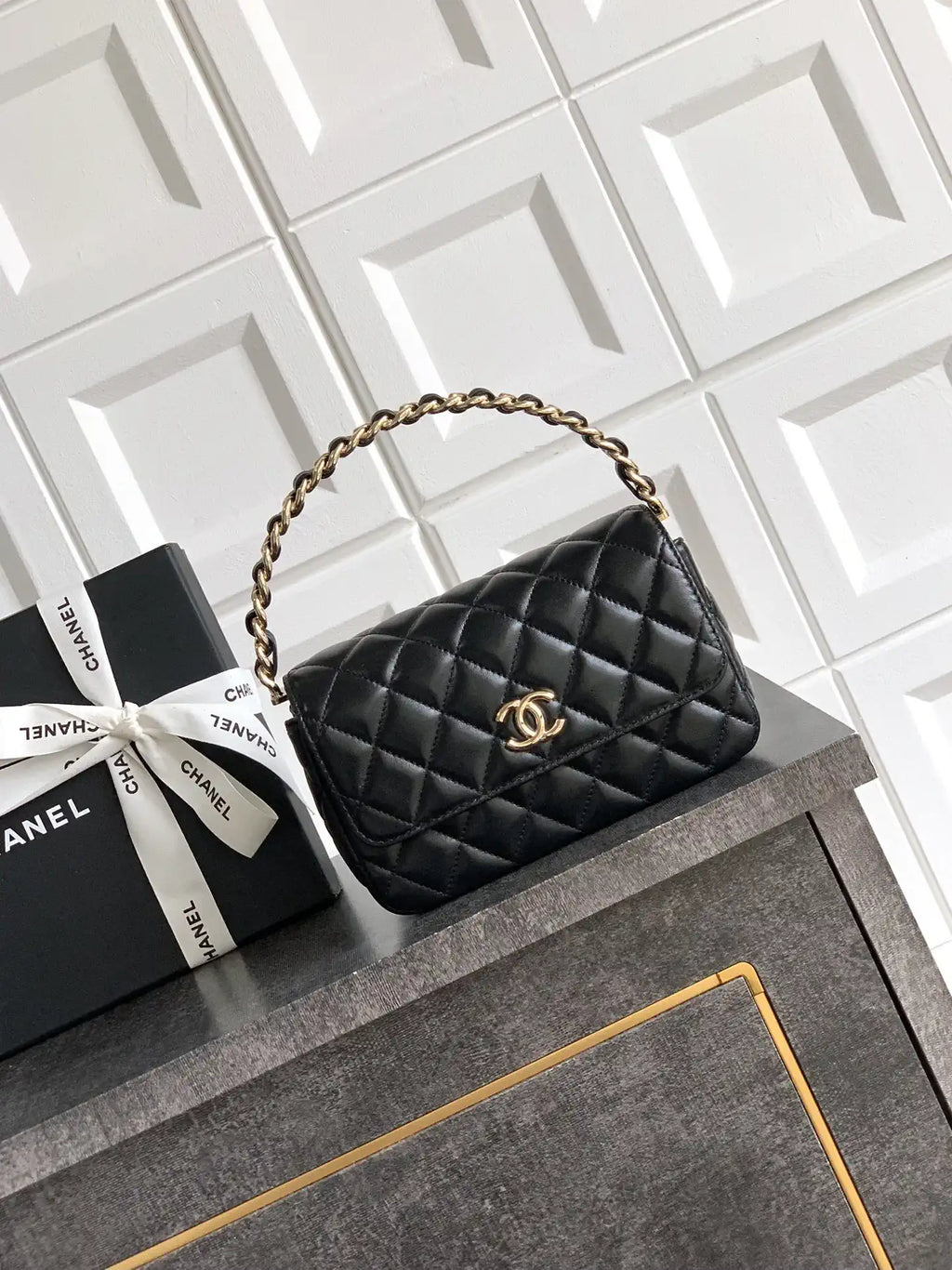 Chanel Evening with Handle Bag Lambskin AS6675 Black
