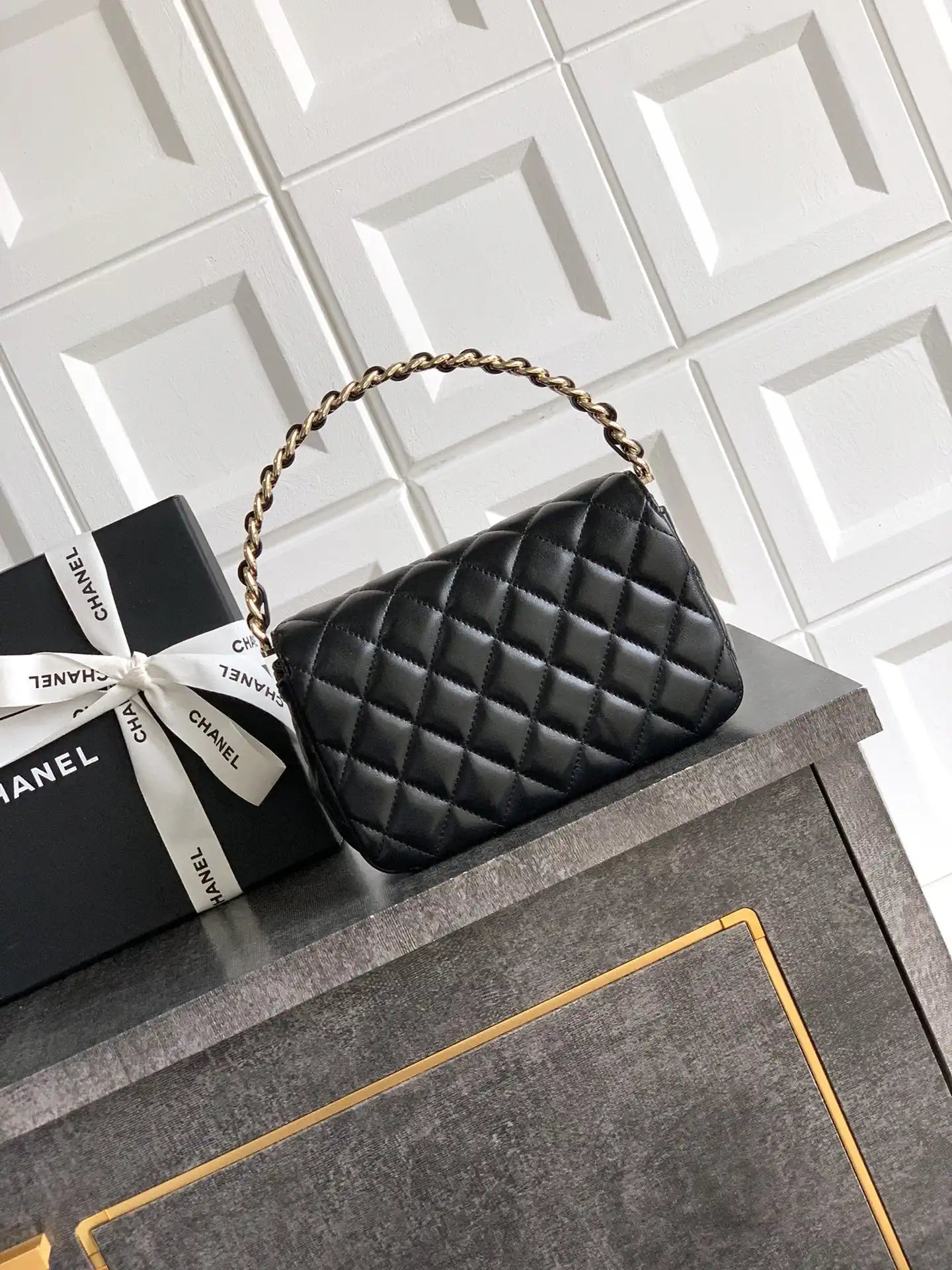 Chanel Evening with Handle Bag Lambskin AS6675 Black