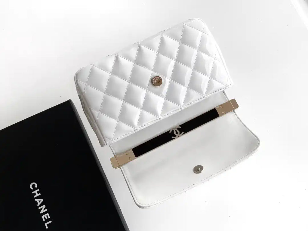 Chanel Evening with Handle Bag Patent leather AS6675 White