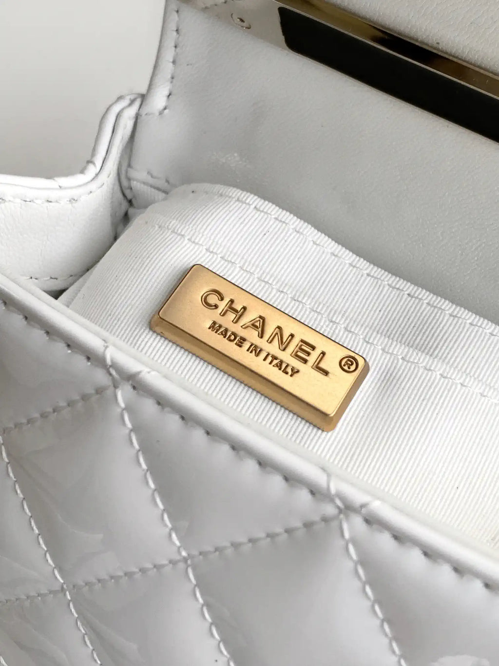 Chanel Evening with Handle Bag Patent leather AS6675 White
