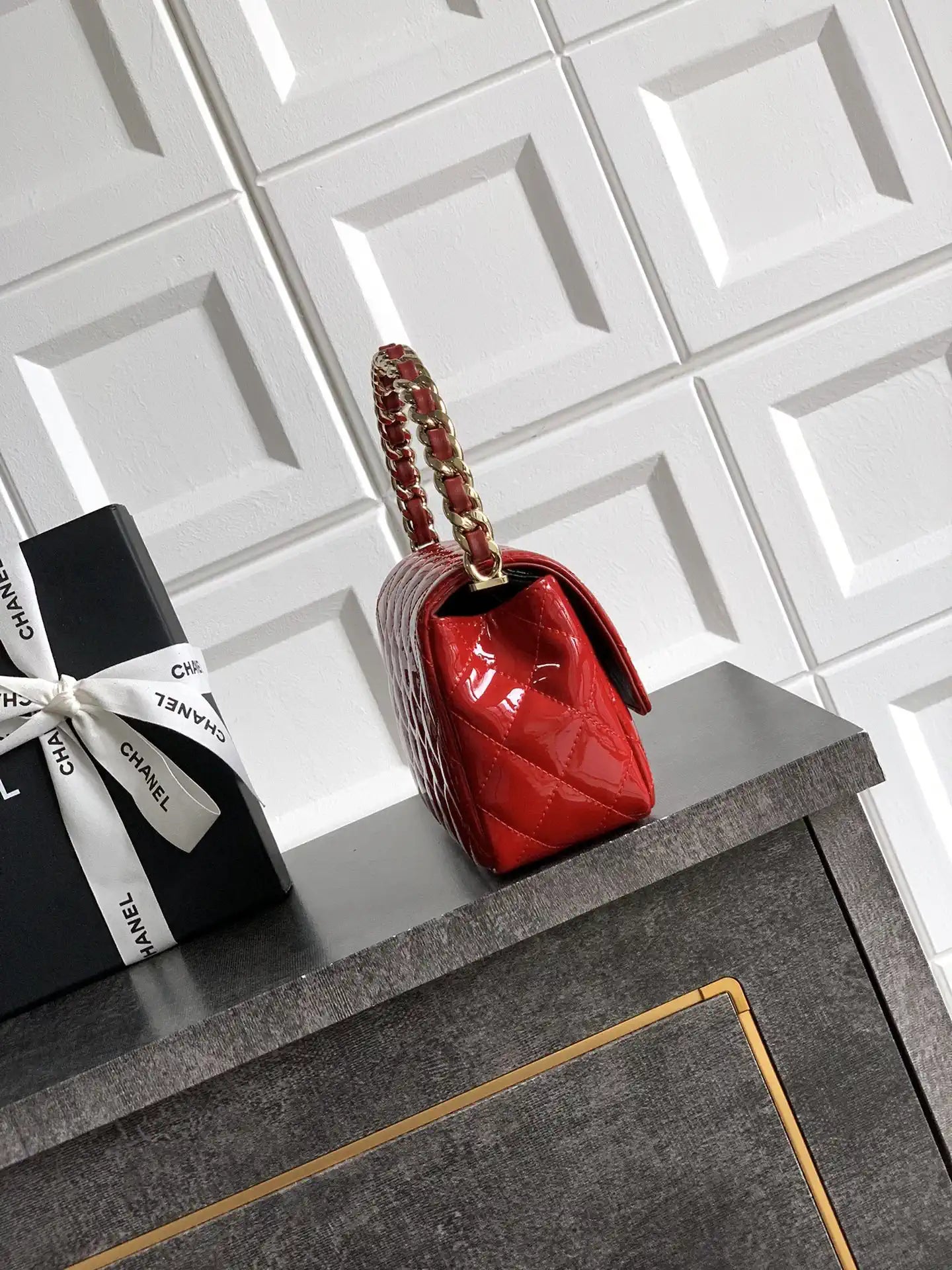 Chanel Evening with Handle Bag Patent leather AS6675 Red