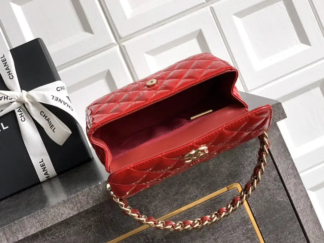 Chanel Evening with Handle Bag Patent leather AS6675 Red