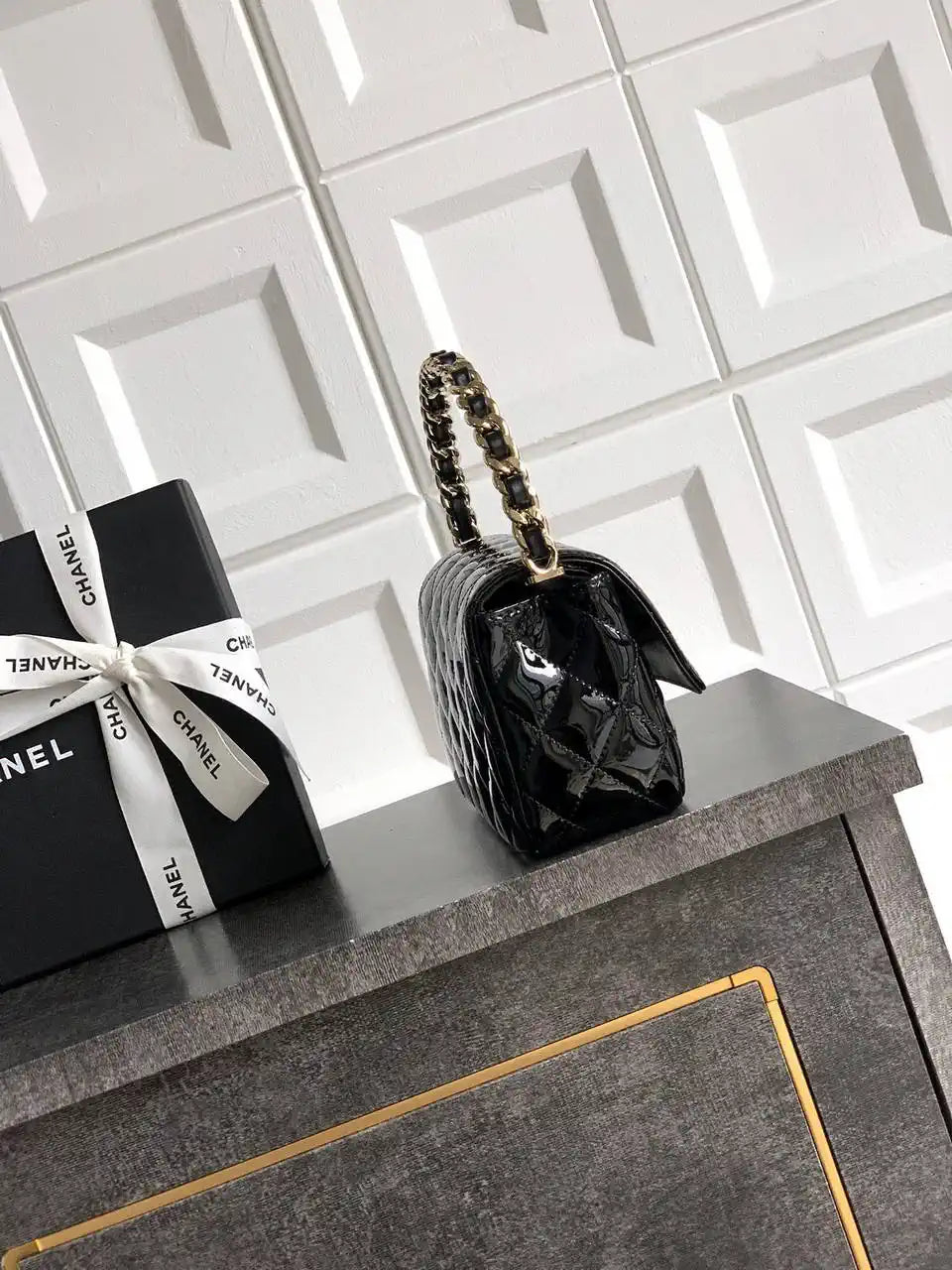 Chanel Evening with Handle Bag Patent leather AS6675 Black