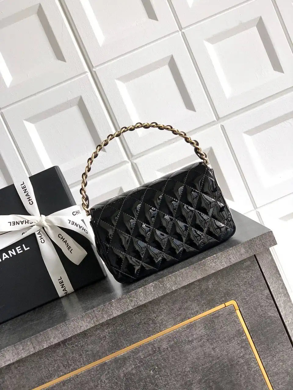 Chanel Evening with Handle Bag Patent leather AS6675 Black