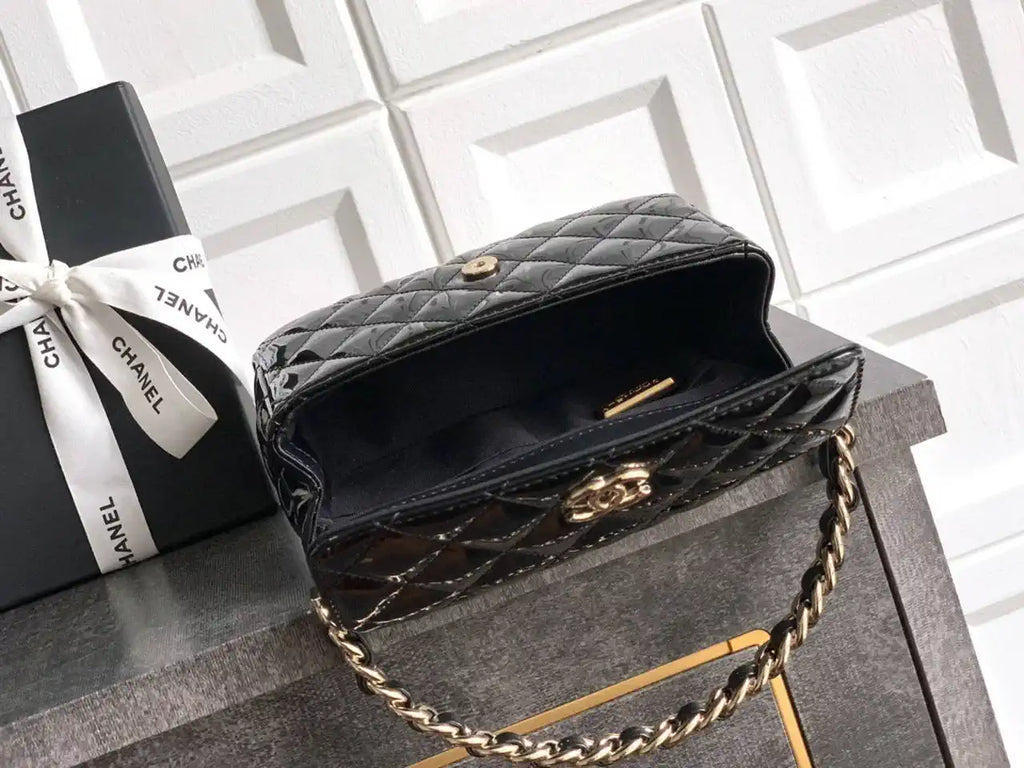 Chanel Evening with Handle Bag Patent leather AS6675 Black