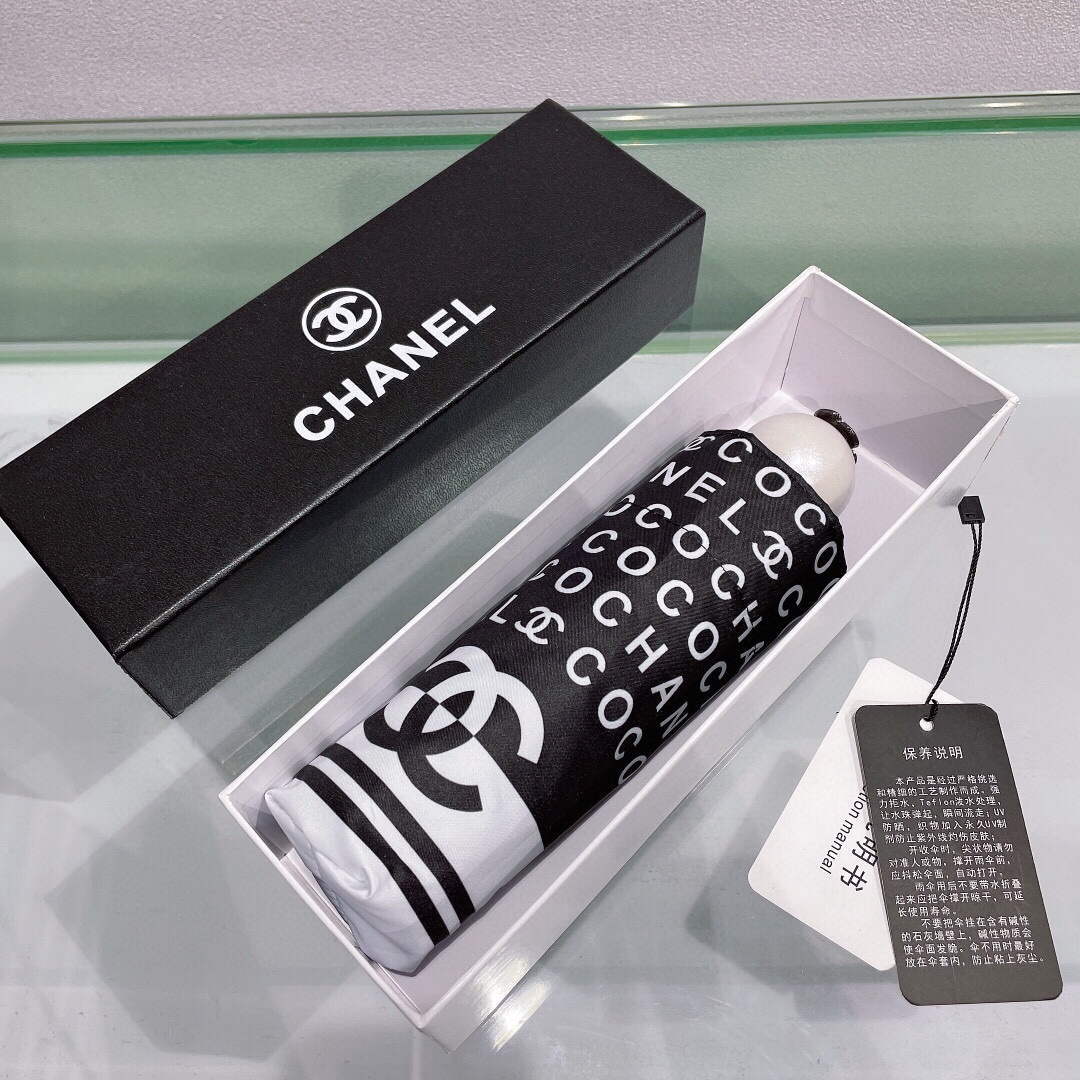 Chanel Five Fold Automatic Folding Sun Umbrella C855665