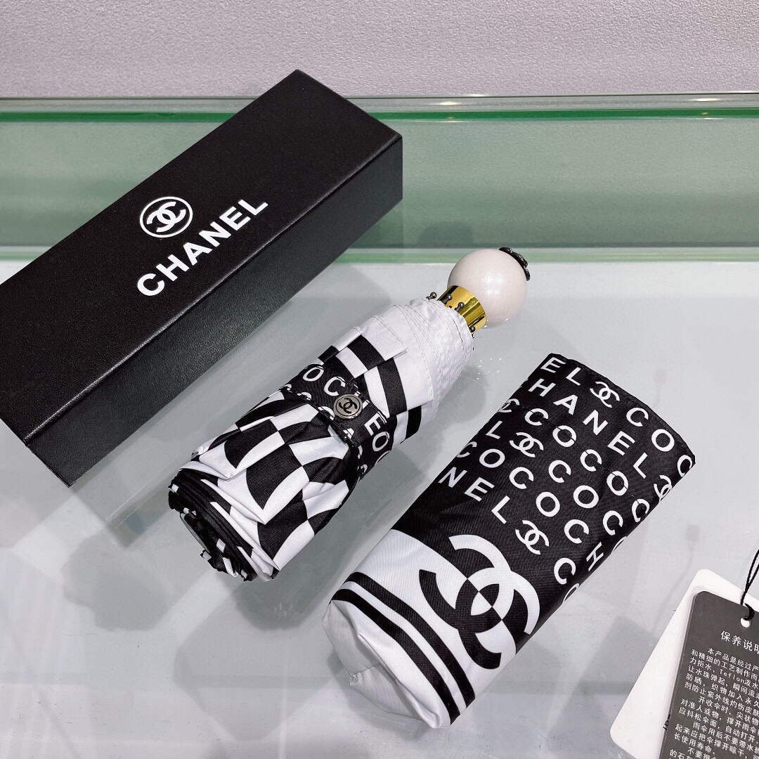 Chanel Five Fold Automatic Folding Sun Umbrella C855665