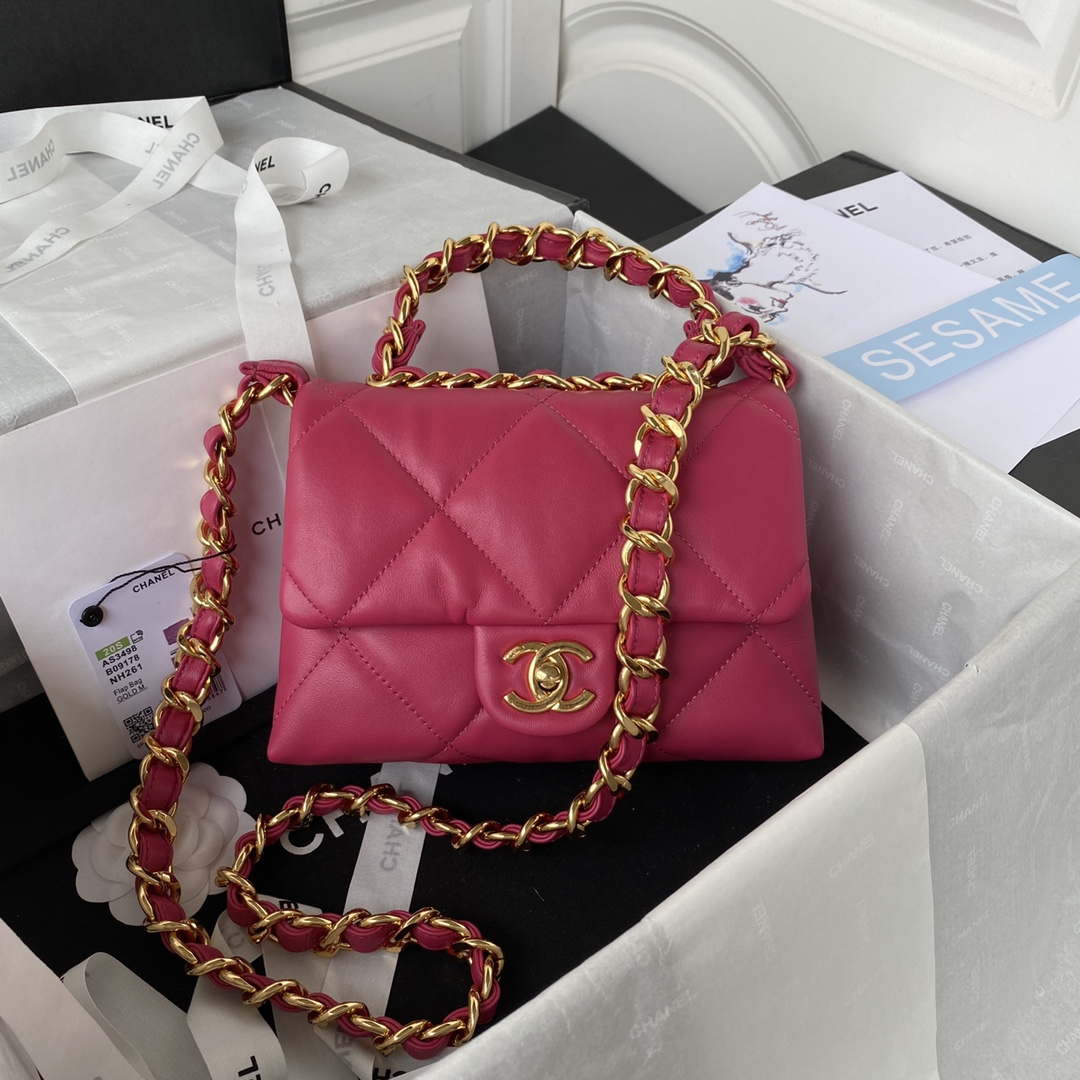 Chanel flap bag Lambskin AS3498 Rose Red - Default Title - View 1