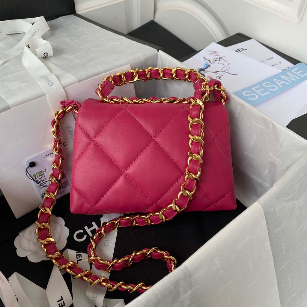 Chanel flap bag Lambskin AS3498 Rose Red