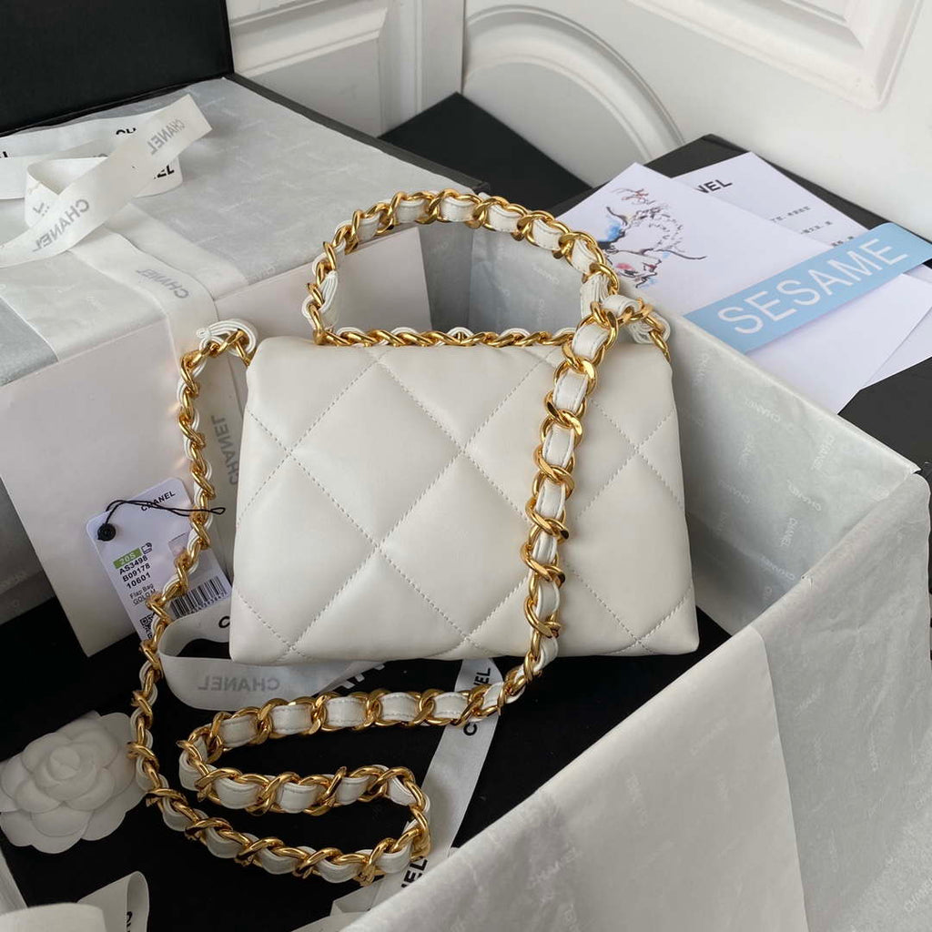 Chanel flap bag Lambskin AS3498 White