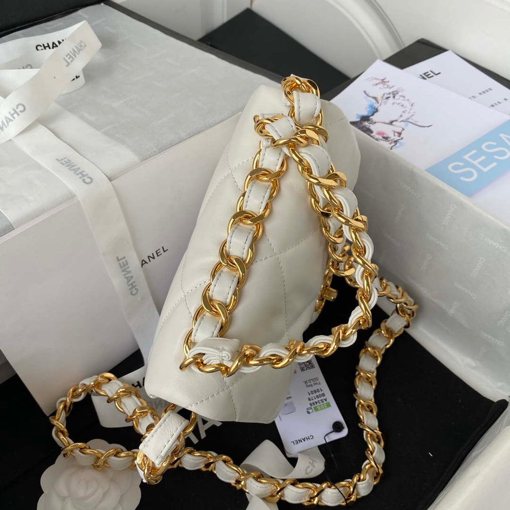Chanel flap bag Lambskin AS3498 White