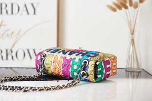Chanel Flap Bag Printed Fabric Gold Tone Metal AS2897 Multicolor - Default Title - View 5