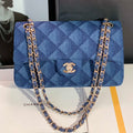 Chanel Flap Classic bag Denim Blue A01112 Gold - Default Title - View 1