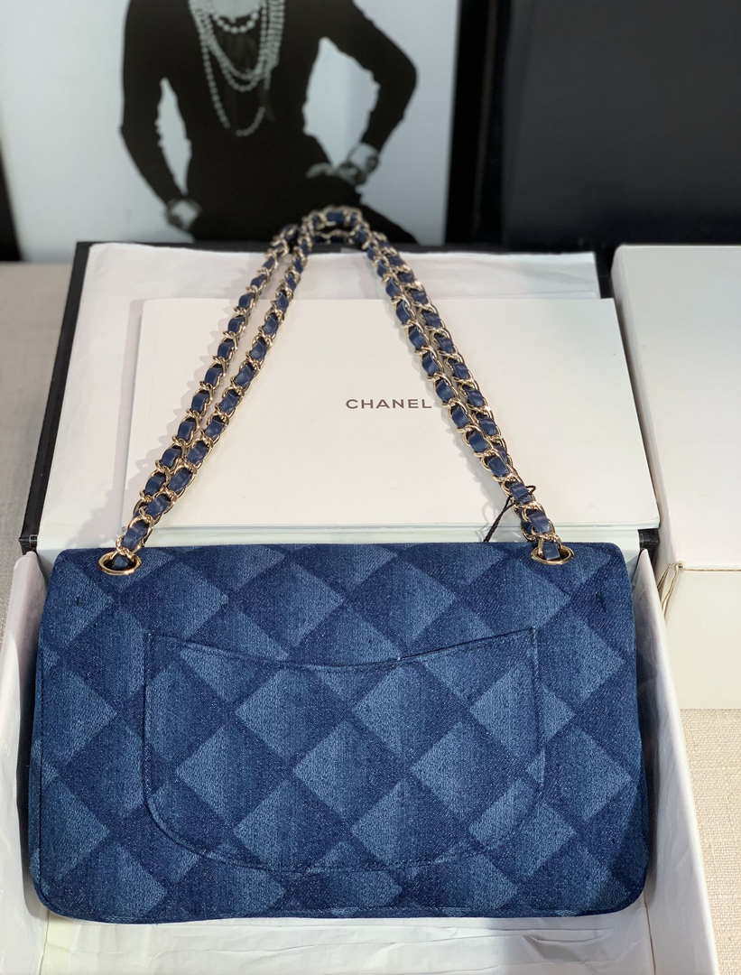 Chanel Flap Classic bag Denim Blue A01112 Gold - Default Title - View 2