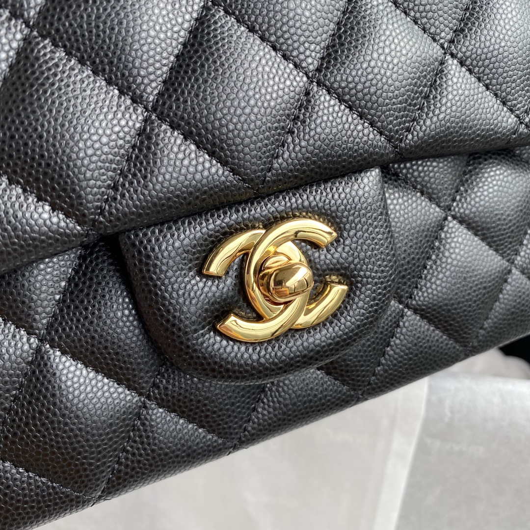 Chanel Flap Classic bag Grained shiny Calfskin Black A01112 Gold seamless edge - Default Title - View 3