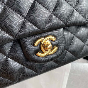 Chanel Flap Classic bag Grained shiny Calfskin Black A01112 Gold seamless edge - Default Title - View 3