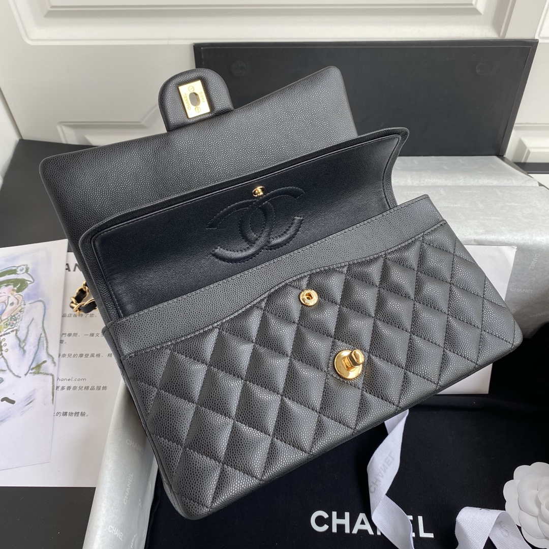 Chanel Flap Classic bag Grained shiny Calfskin Black A01112 Gold seamless edge - Default Title - View 7