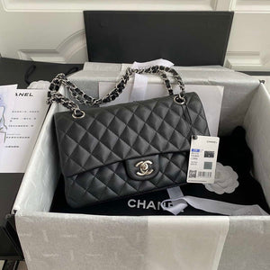 Chanel Flap Classic bag Grained shiny Calfskin Black A01112 Silver seamless edge - Default Title - View 1
